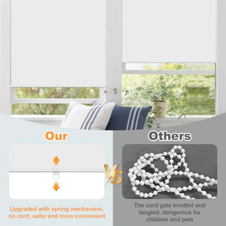 WOLTU Verdunkelungsrollo ohne Bohren, Klemmfix Thermorollo innen, Sicht- & Sonnenschutz Rollo, Schnurlos, Klemmrollo für Fenster & Türen, 70x150 cm, Weiß – Bild 5