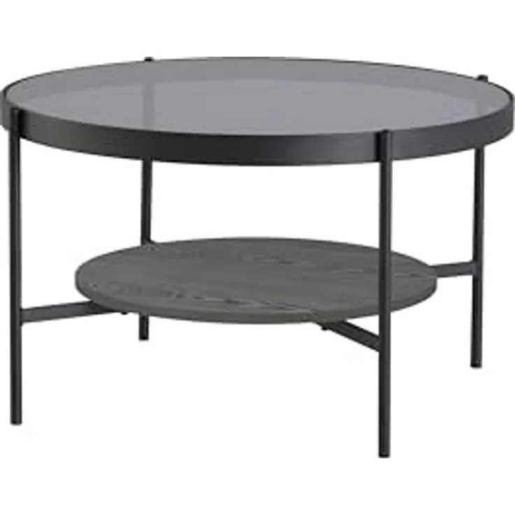 MID.YOU Couchtisch, rund, Schwarz, Metall und Glas, 73.5x42.5x73.5 cm, einfacher Aufbau