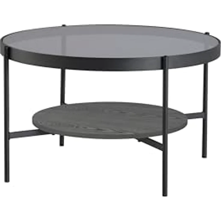 MID.YOU Couchtisch, rund, Schwarz, Metall und Glas, 73.5x42.5x73.5 cm, einfacher Aufbau – Bild 1