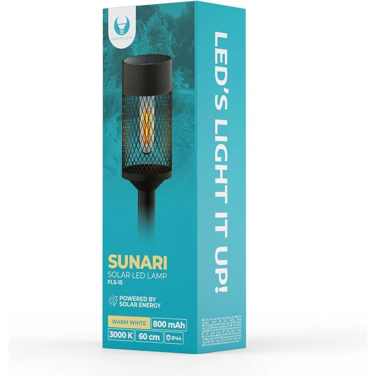 Forever Light Solar LED Lamp Steel Post SUNARI FLS-15, Schwarz – Bild 3