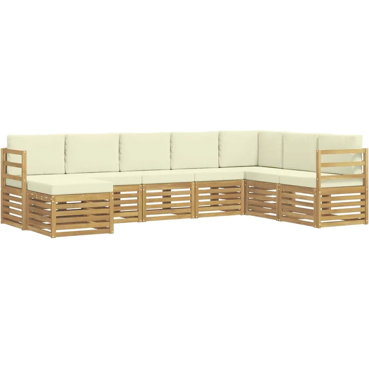vidaXL Outdoor-Sofagarnitur 8 stk. 8-Sitzer Weiß und Creme Polyester 3392295 – Bild 2
