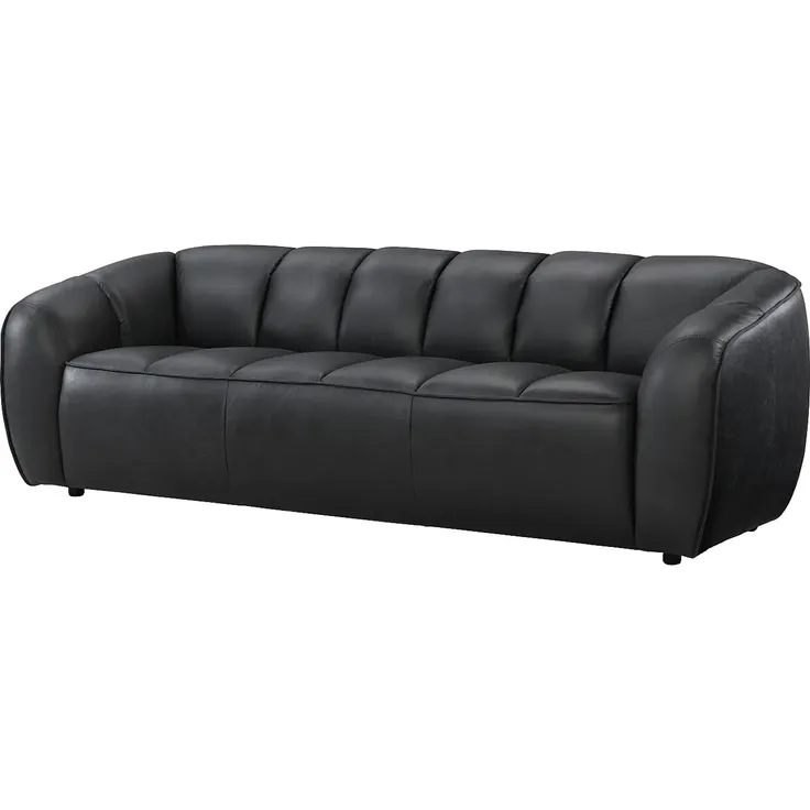 Vente-unique - PRADONI Sofa and armchair set Leder Schwarz - B 90 cm x H 77,5 cm x L 111,5 cm234 cm – Bild 5