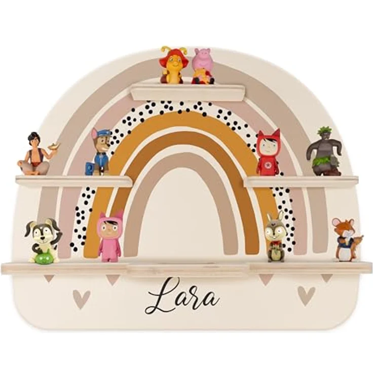 Kidsmood - Tonie Regal personalisiert mit Namen – Wandregal für Toniebox 2 & Figuren | Abgerundete Ecken & Kanten Inkl. Metallplättchen für Tonie Hörfiguren | Kinderzimmer Regal für Mädchen & Jungen – Bild 10