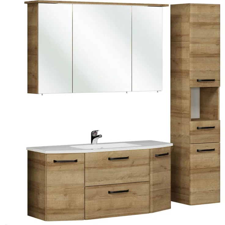 Saphir Badmöbel-Set Quickset 318, mit Türdämpfer, (4-St), Badezimmer-Set mit Mineralmarmorwaschtisch und Hängeschrank