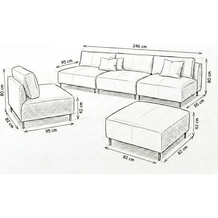 Garten Lounge Set SUN – Outdoor Möbel Set mit Sofa, Sessel und Hocker, UV-beständig und wasserabweisend – Bild 5