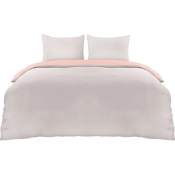 Utopia Bedding Bettwäsche 200x200 Set - Mikrofaser Bettbezug 200x200 cm + 2 Kissenbezüge 80x80 cm - Grau/Rosa – Bild 1