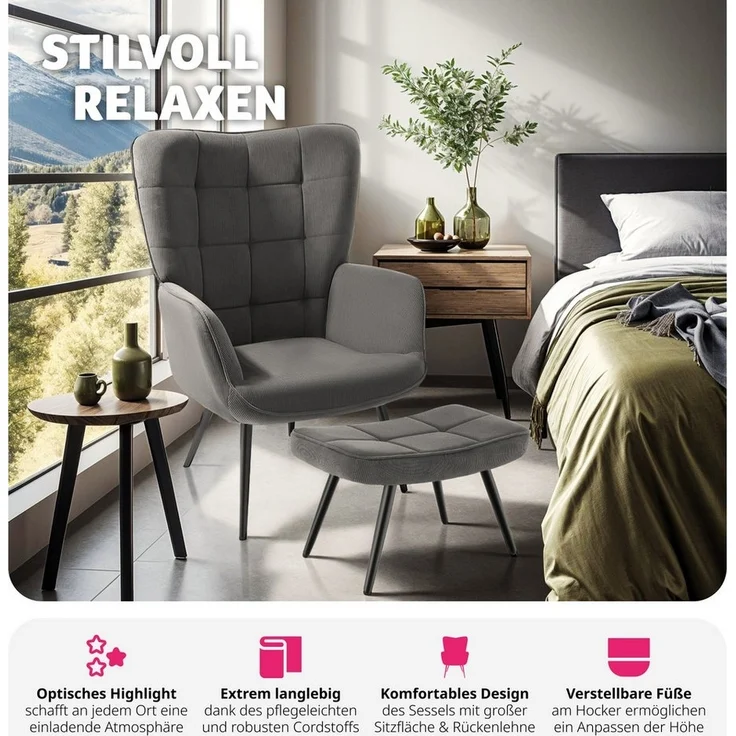tectake Relaxsessel Sessel, gepolstert – Bild 2