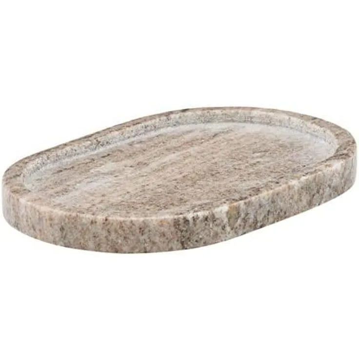 Ovales Tablett aus Marmor in Beige
