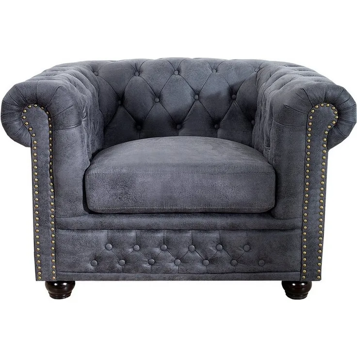 riess-ambiente Chesterfield-Sessel CHESTERFIELD 105cm antik grau (Einzelartikel, 1-St), Wohnzimmer · Microfaser · mit Armlehne · Federkern · Design