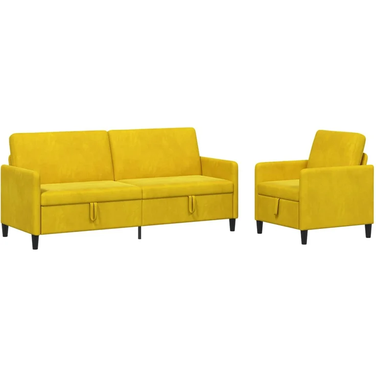 vidaXL Sofa Set mit Stauraum 2 stk. Gelb Polyester 3429253 – Bild 2
