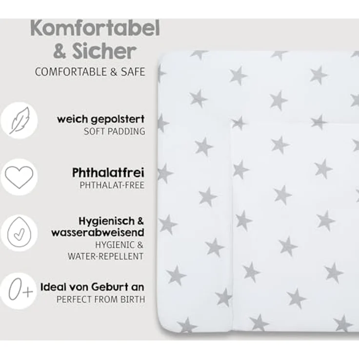 roba Wickelauflage 'Little Stars' 85 x 75 cm - PU beschichtet & 100% phthalatfrei - Weiß – Bild 3