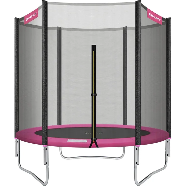 Songmics Trampolin mit Sicherheitsnetz und gepolsterten Stangen, Stahl / Polypropylen, Ø 183 cm, Schwarz / Pink
