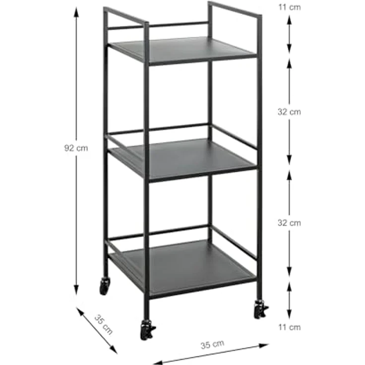 XXXL Beistelltisch, Schwarz, quadratisch, Metall, 35x92x35 cm, Stauraum, gastro- und objekttauglich, offenes Fach – Bild 4
