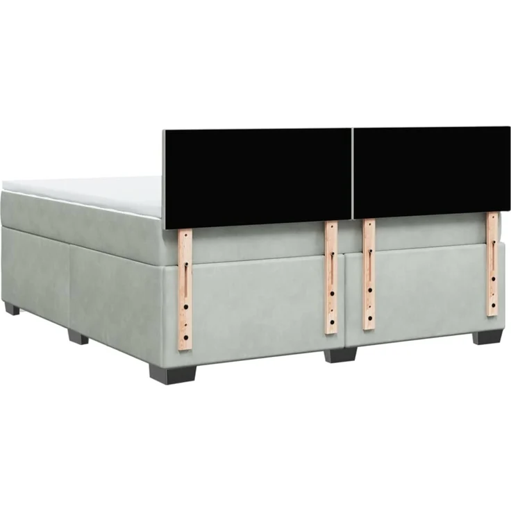 vidaXL Boxspringbett mit Matratze Hellgrau 180x200 cm Samt 3288672 – Bild 8