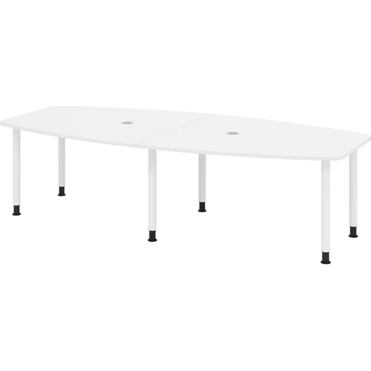 bümö Konferenztisch oval 280x130 cm in weiß, Tischfüße in Weiß - Großer Besprechungstisch, Meetingtisch für 10 Personen, XXL-Tisch für Konferenzraum, Meeting & Besprechungsraum, KT28C-W-W – Bild 1