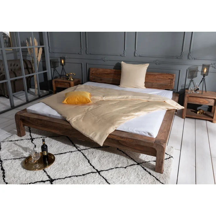 Bett Sheesham 160x200x80 grau geölt BUENO #012 – Bild 2
