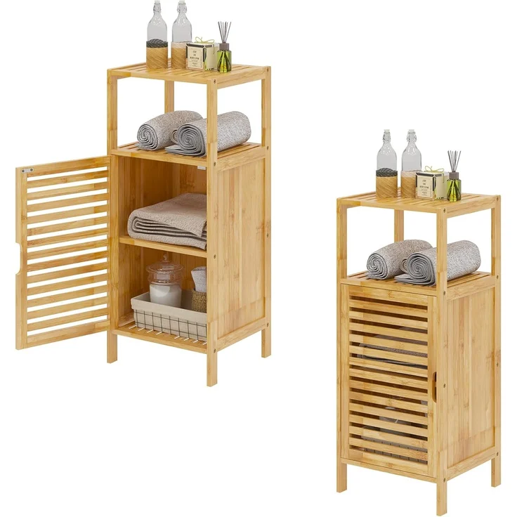 SogesHome Buffets Bambus Beistellschrank Konsole Badezimmerschrank Aufbewahrungsschrank Schrank für Küche Wohnzimmer Badezimmer Hoch- & Midischränke Unterschränke fürs Bad – Bild 1
