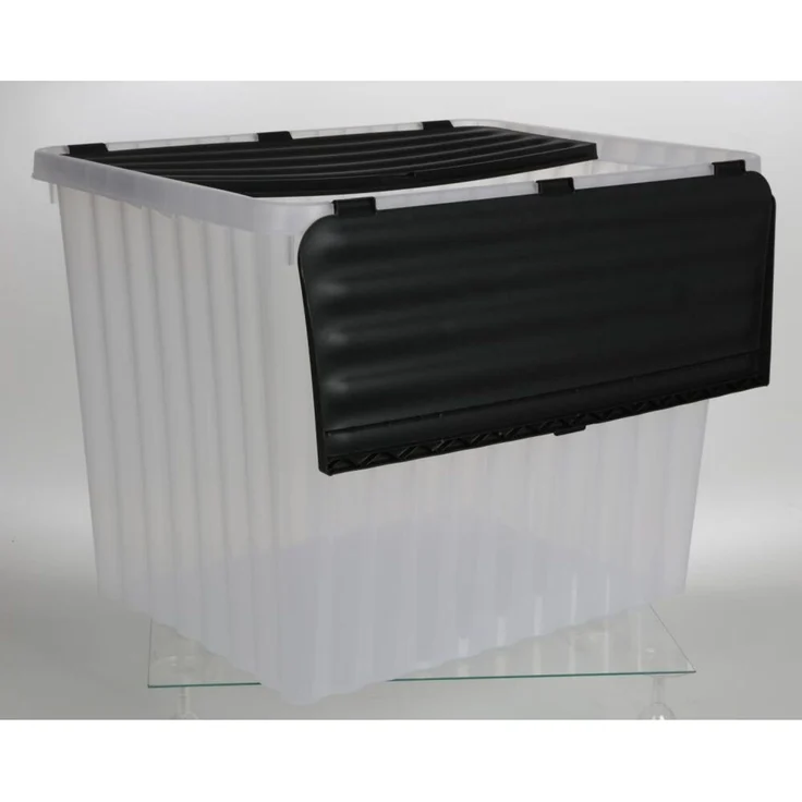 7x Wellenboxen 88L 60x45x45cm Deckel Transparent Aufbewahrung Spielzeugkiste – Bild 2