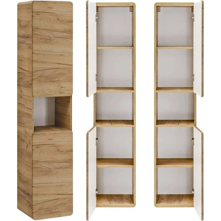 Badmöbel Hochschrank LUTON-56-CRAFT, Wotan Eiche Nb. Nb. B/H/T ca. 35/170/32 cm