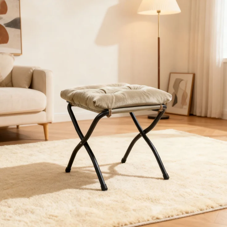 Loungesessel Set mit Hocker, Polyester Bezug, Metallgestell, bis 150kg, ergonomisch, klappbar, für Wohnzimmer Garten,khaki – Bild 3