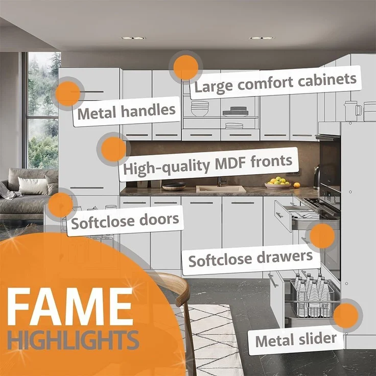 Frontblende Fame-Line Goldkraft Eiche 60 cm ohne Arbeitsplatte Vicco – Bild 5