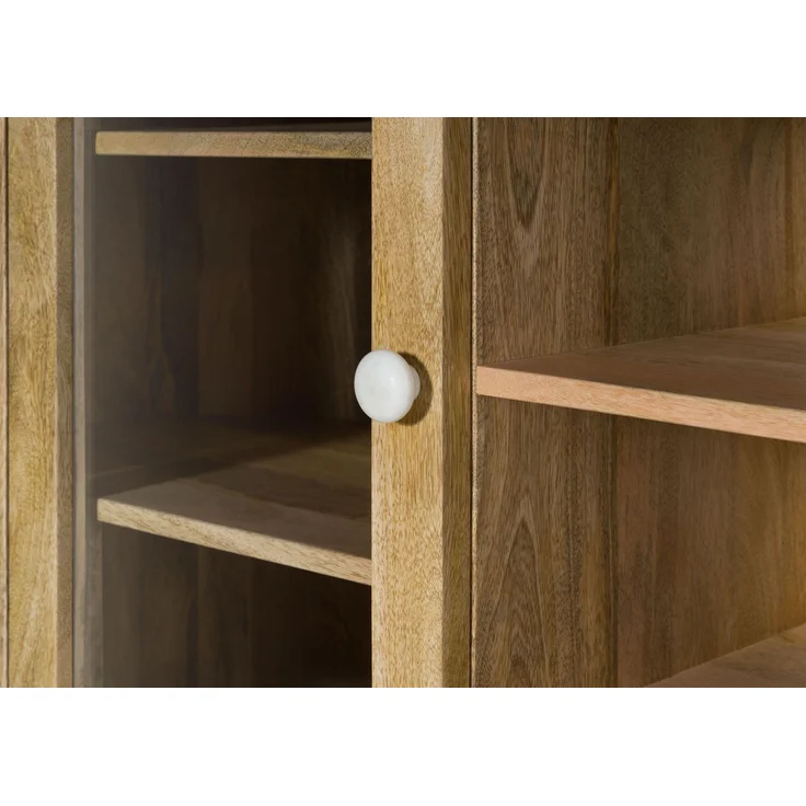 Highboard Mango 150x40x160 natur lackiert / Marmor weiß FLORENZ #127 – Bild 4