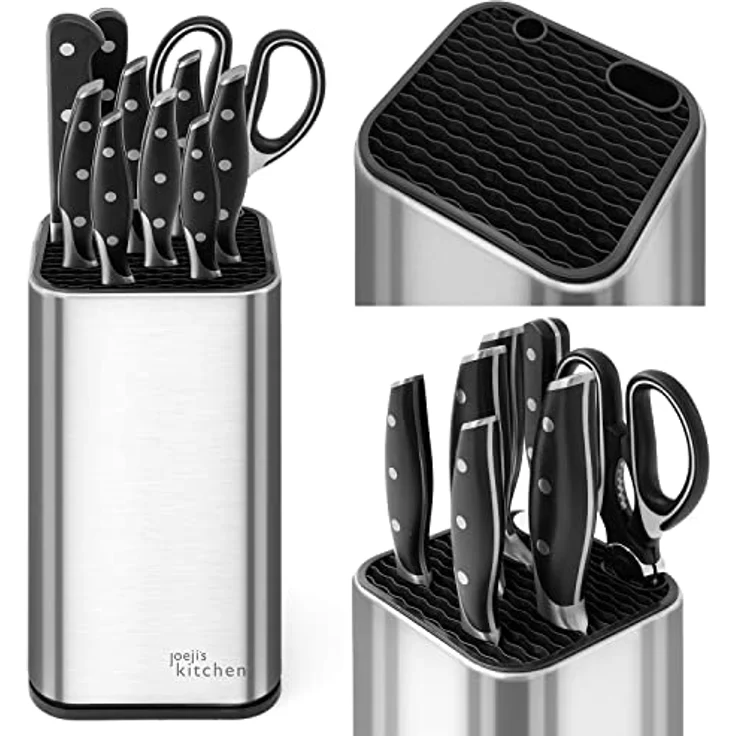 JOEJI’S KITCHEN Messerblock Messerblock ohne Messer mit extra Schlitzen Rostfreier Edelstahl – Bild 2