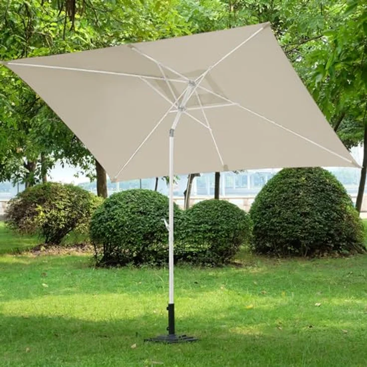 SVITA Sonnenschirm, rechteckig 200x300 cm, beige, Textil, mit Kurbelmechanismus und verstellbarem Neigungswinkel – Bild 2
