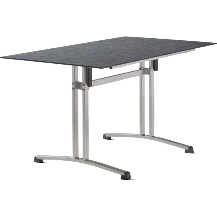 Sieger 5375-20 Boulevard-Klapptisch mit Polytec Tischplatte, Stahlrohr Beton, hell 80 x 73 x 140 cm