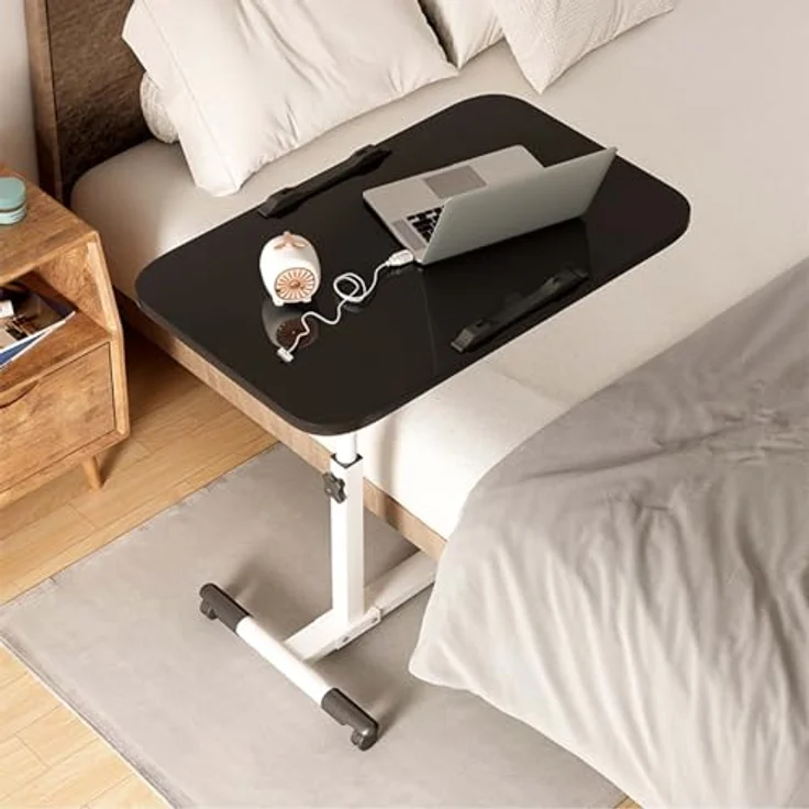 GarveeLife Höhenverstellbarer Laptop Tisch Mit Rollen Klappbarer Computertisch Für Bett & Sofa Neigbare Tischplatte Tragbarer Schreibtisch Für Büro & Zuhause – Weiß – Bild 4