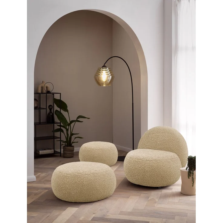 DOMO. collection Sessel 700 016, Polstersessel, rund, gepolsterte Rückenlehne, Füße mit Filzgleitern, Armsessel, Polsterganitur, 73 x 75 x 76 cm (BxTxH), braun – Bild 1