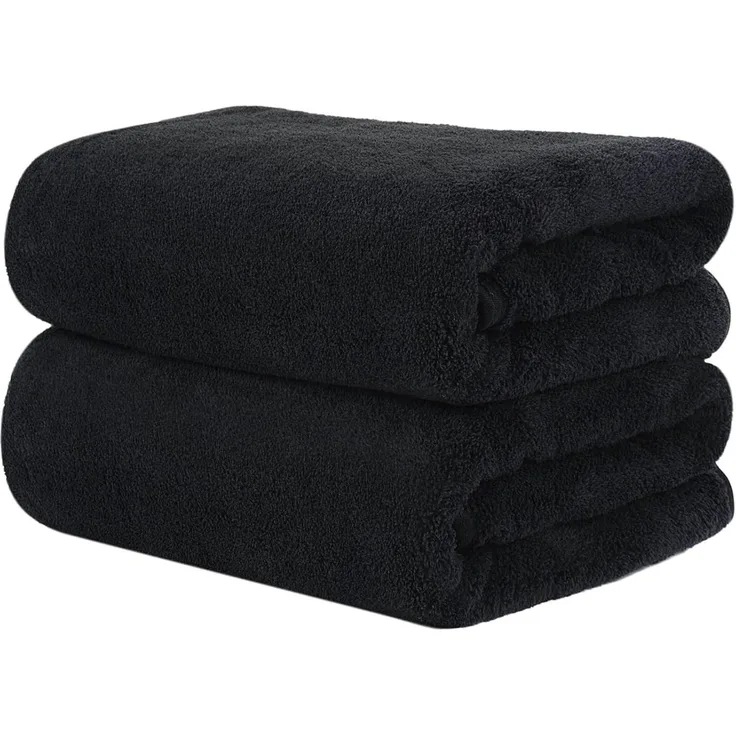 2er Pack Mikrofaser Handtuch Haare 50x100cm Dunkelgrau Schwarz