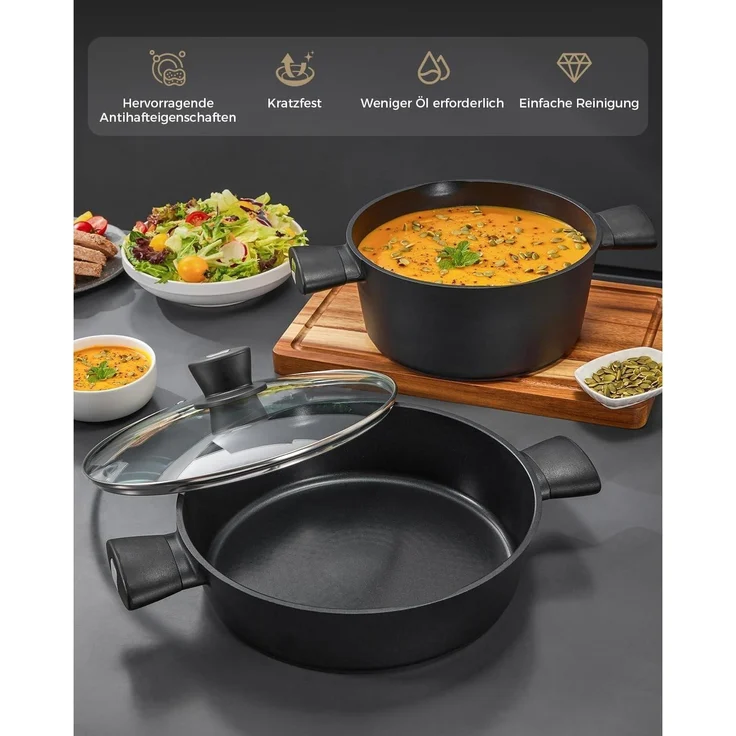 Fadware Pfanne 28cm/3,8L Induktion, Deckel, hohem Rand, Antihaftbeschichtet – Bild 4