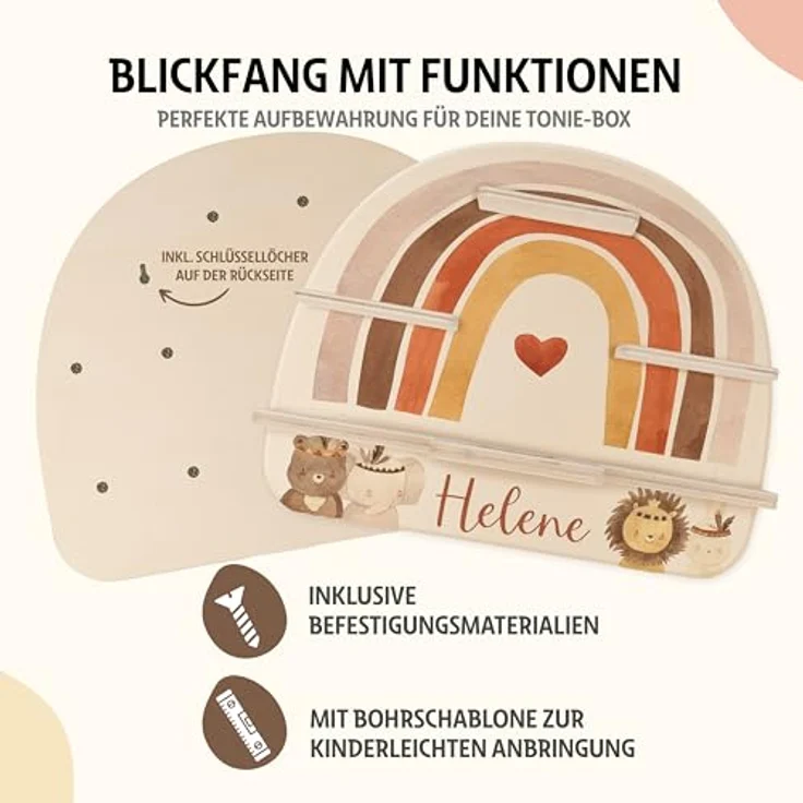 KIDSMOOD - Personalisiertes Tonie Regal für Kinderzimmer | Regenbogen Wand-Regal mit genügend Platz für Tonie-Hör-Figuren, Aussparung für Tonie-Musikbox & Kabelmanagement, Tonie Regal Mädchen & Jungen – Bild 6