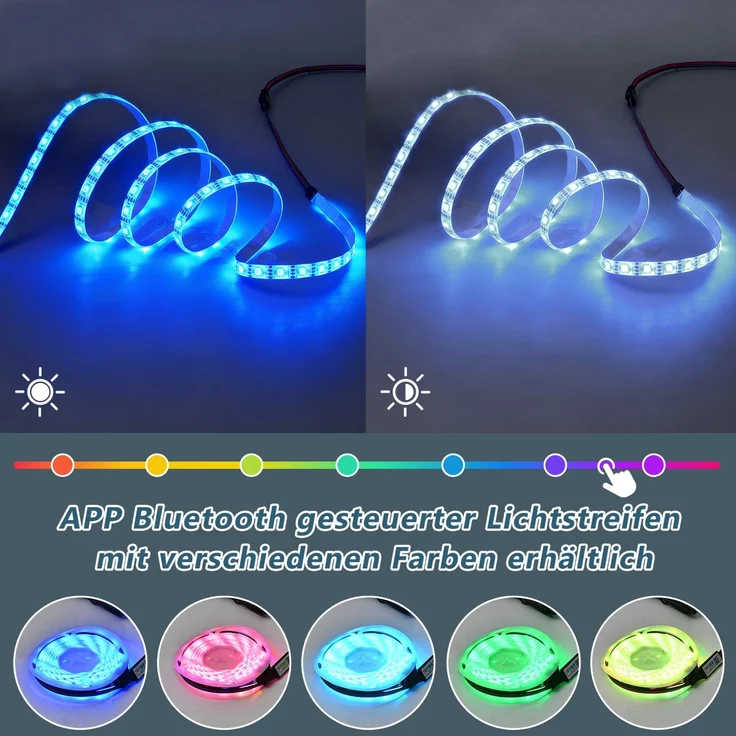 Couchtisch 105x60x35 cm mit 3 Schubladen und LED – Wohnzimmertisch in Weiß mit Hochglanzplatte – Bild 4