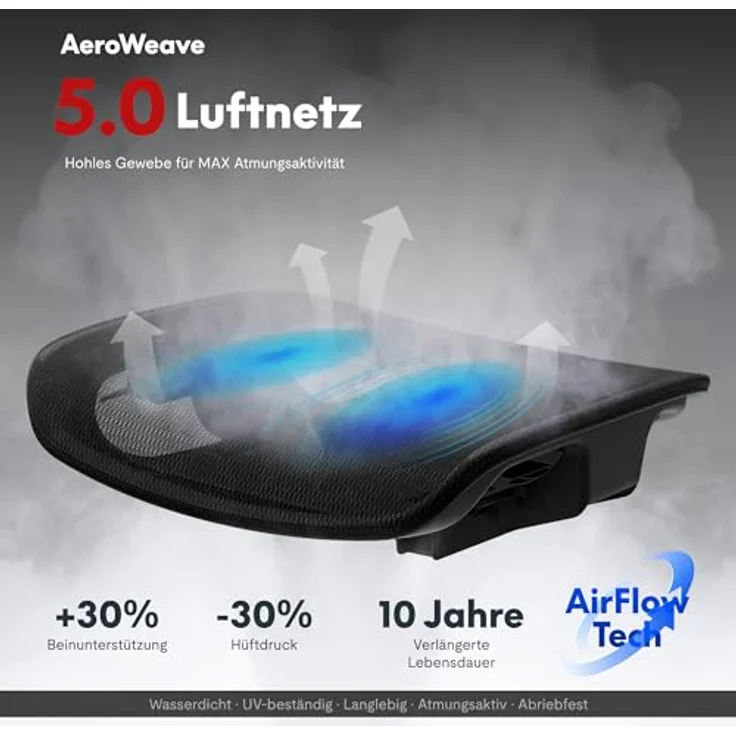 FLEXISPOT ErgoX Pro Ergonomischer Bürostuhl mit 12-stufiger Höhenverstellung, Schreibtischstuhl mit 7D-Armlehnen, 5D-Lendenstütze, 4D-Kopfstütze, 250 kg Belastbarkeit und Netzsitz (Schawrz) – Bild 9