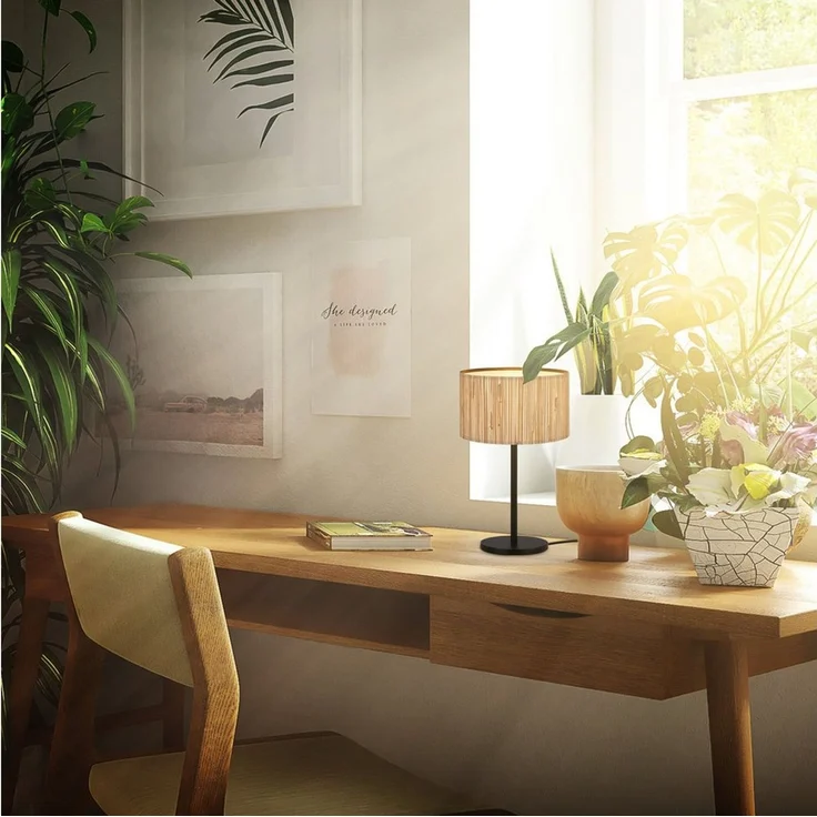 BRILONER - Tischlampe mit Seegras Schirm, Kabelschalter, E27, max. 10W, Lampe, Boho, aesthetic, Nachttischlampe, Tischleuchte, Dekolampe Flur, Bürolampe, Leselampe, Wohnzimmer, 25x41,5 cm, Natur – Bild 3