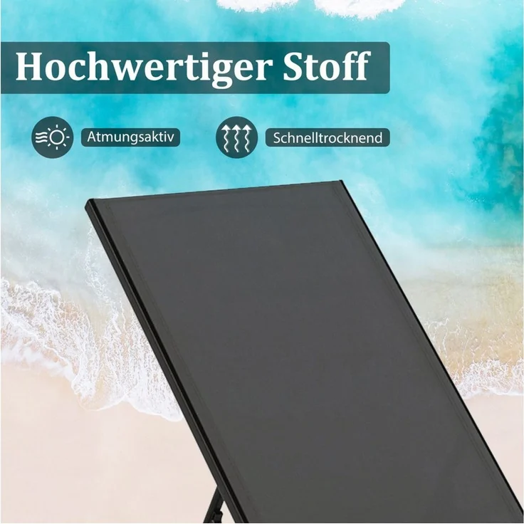 COSTWAY Gartenliege, 2 St, Liegestuhl-Set verstellbar mit Tisch, Rollen – Bild 2