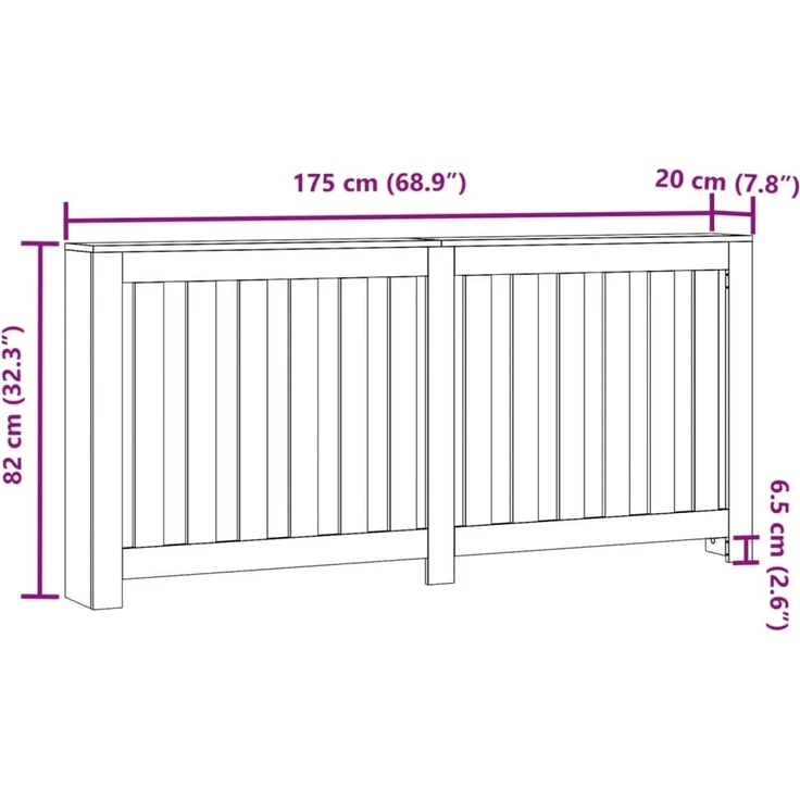 vidaXL Heizkörperverkleidung Braun Eiche 175x20x82 cm Holzwerkstoff 852759 – Bild 7