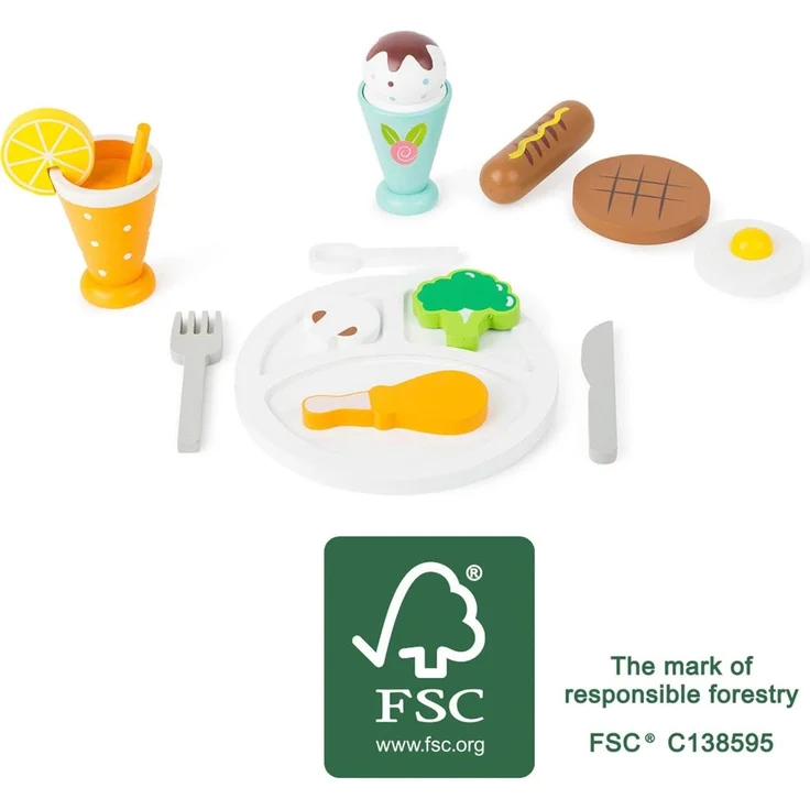 Small Foot 11197 - Spiel Set Mittagspause, Lunch Set, Lebensmittel, Holz, 14 Teile – Bild 2