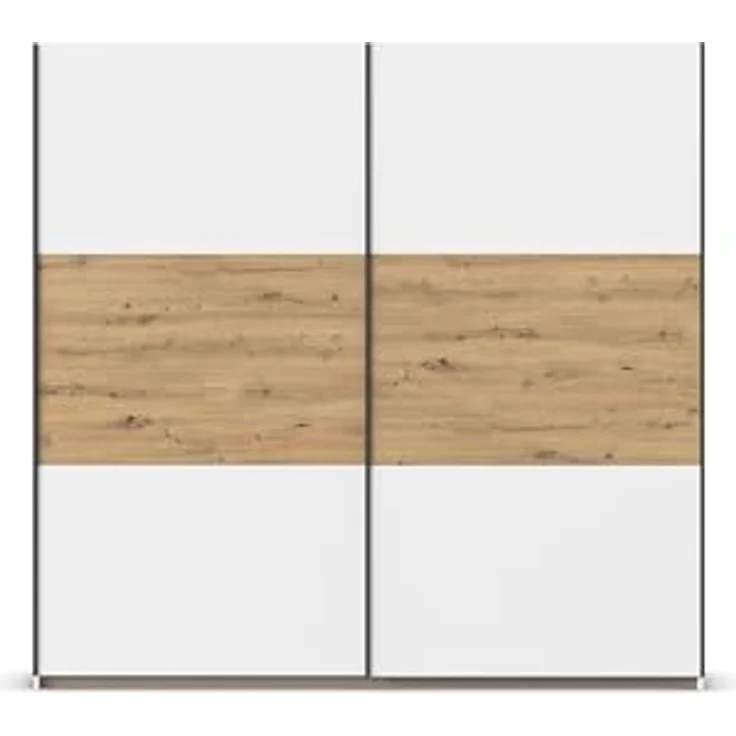 Rauch Möbel Neo, Schwebetürenschrank, Kleiderschrank, Kleiderschränke, Garderobe, Schrank mit Stauraum, 2-türig, Farbe Weiß/Eiche Artisan, 218 x 210 x 59 cm – Bild 8
