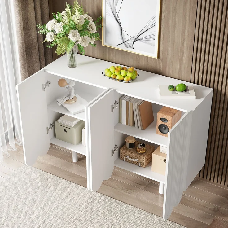 ZUBALIYA Sideboard 120x37,5x80,8 cm, aus MDF, Weiß – Bild 2