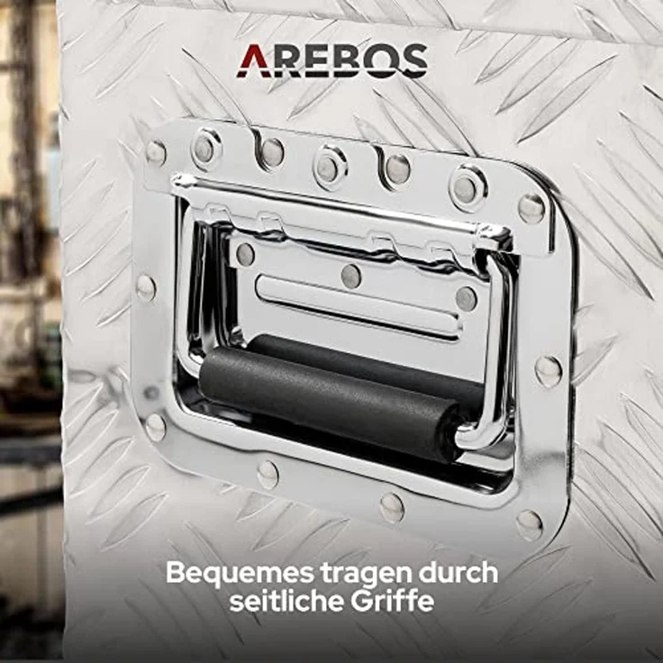 Arebos Transportbehälter Aluminium Werkzeugbox mit Schloss, Deichselbox, 40 Liter, (stk) – Bild 6
