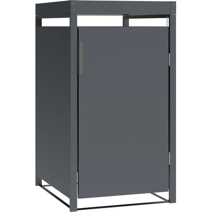 DEGAMO ULM Mülltonnenbox mit Pflanzwanne 1-er, Stahl verzinkt, anthrazit, 68x80x124cm für Tonnen bis 240 Liter – Bild 8