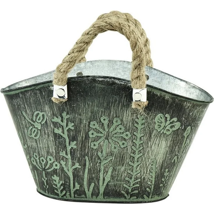 Viana Übertopf Dekorativer Pflanztopf im Vintage-Einkaufstaschen-Design mit – Bild 3