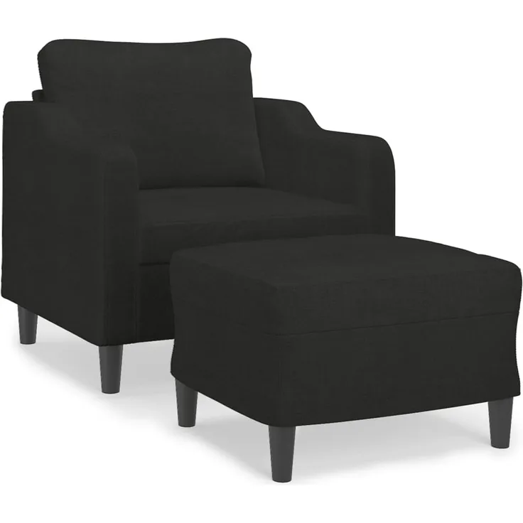 vidaXL Sessel mit Hocker Schwarz 60 cm Stoff 3201131