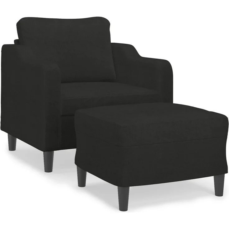 vidaXL Sessel mit Hocker Schwarz 60 cm Stoff 3201131 – Bild 1
