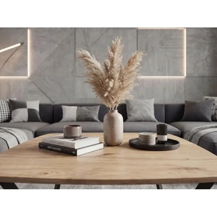 Couchtisch Quadratisch 75x75 cm Eiche Optik Schwarz - Design Sofatisch - Wohnzimmertisch Loungetisch Modern - Beistelltisch Kaffeetisch Industrial – Bild 6