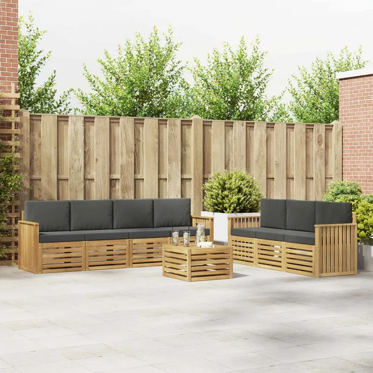 vidaXL Sofagarnituren 8 stk. 7-Sitzer Weiß und Anthrazit Polyester 3391512