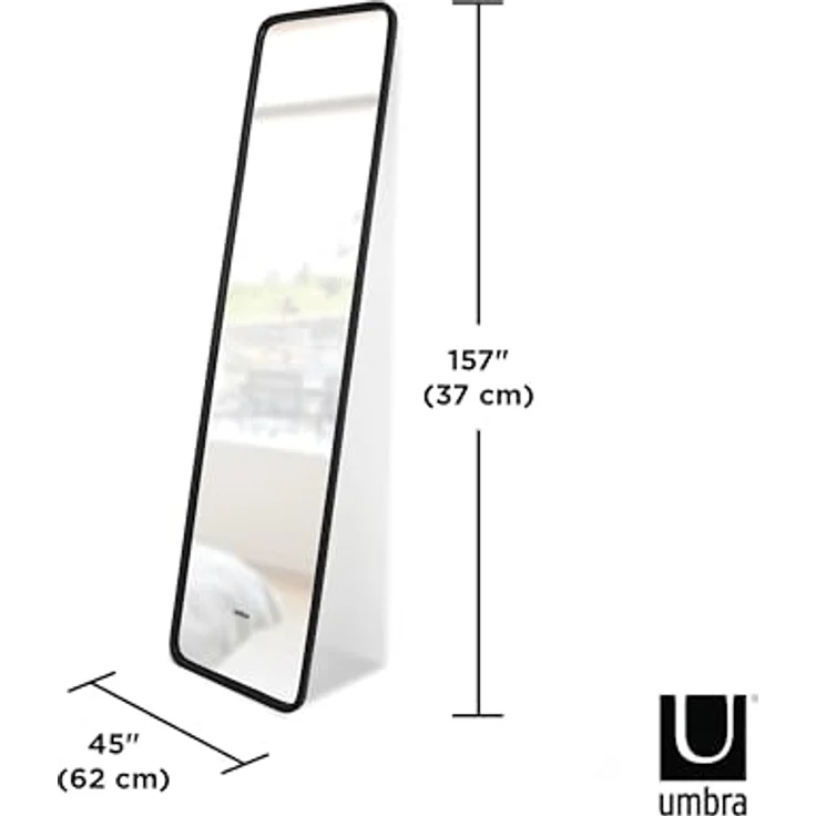 Umbra Hub Standspiegel, Ganzkörperspiegel, Garderobe, Dekospiegel, Schwarz, Spiegel, H 157 cm, 1013215-040 – Bild 4